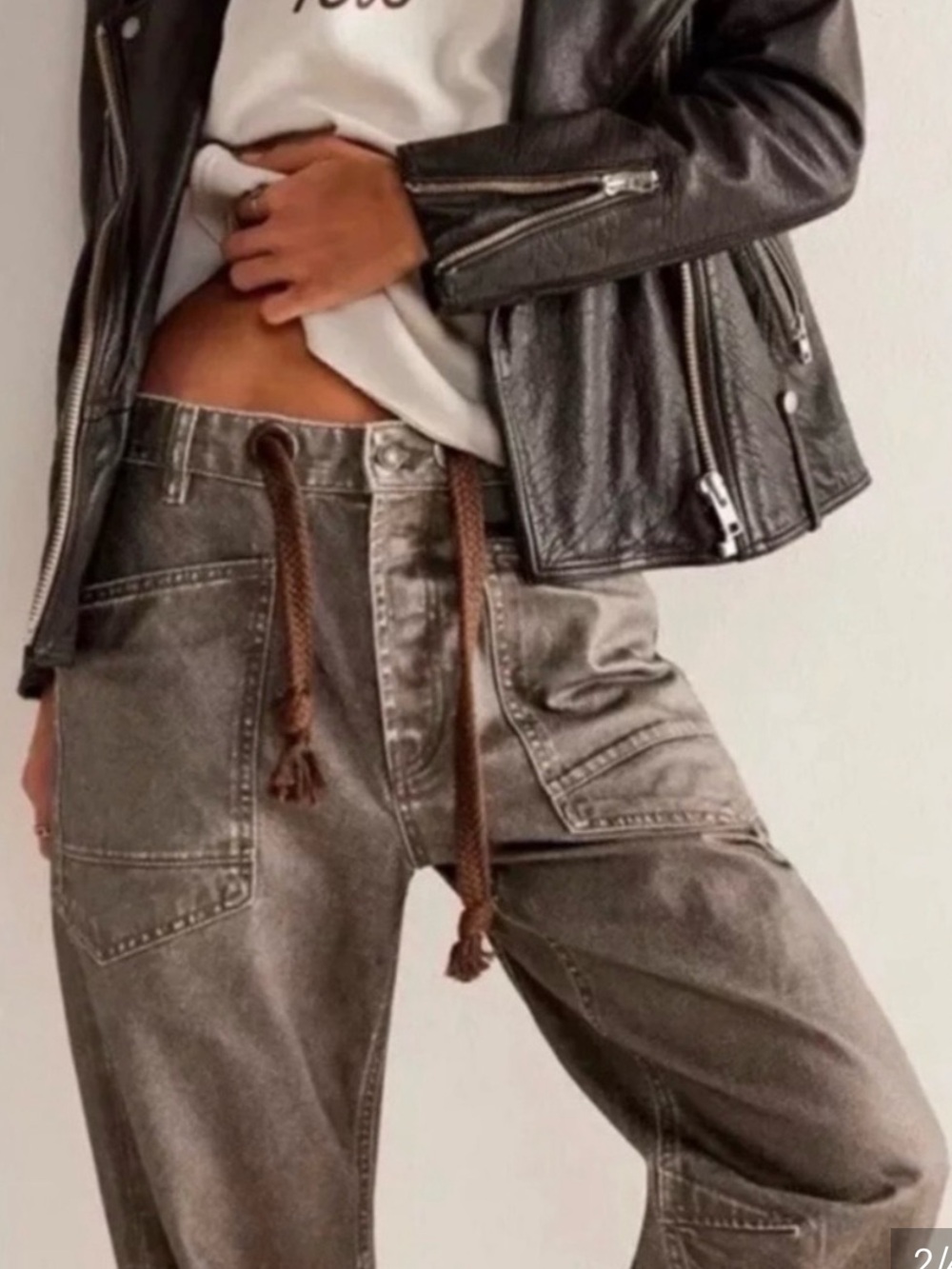 NWOT! Free People We The Free Moxie Metallic Low Slung Barrel Jeans - Picture 2 of 4